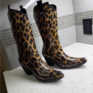 Leopard Print Rubber Cowboy Boots